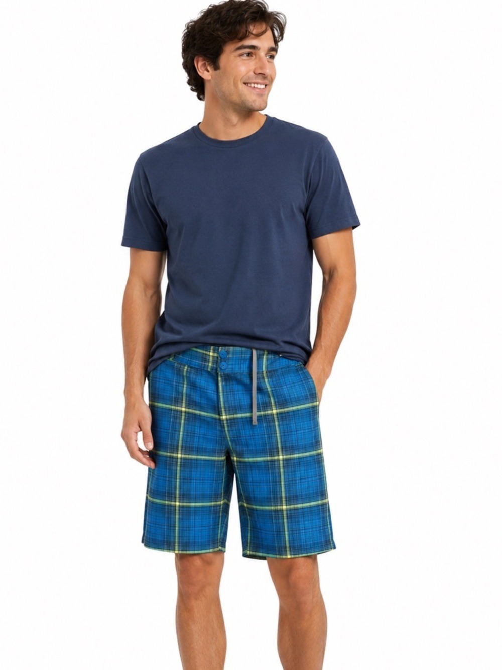 Columbia Waterton Plaid Board Shorts Blue Green Swim Trunks Beach Size 44